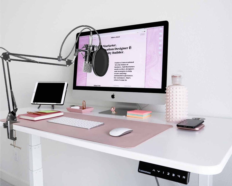 XINME Replacement Aluminum Alloy Cantilever Bracket C-Clamp 1/2 Inch 1.2CM Hole Diameter(Adjustable Thumb Screws) And Non-Slip Mat For Mic Stand/Table Lamp Desk Clamp - Image 5